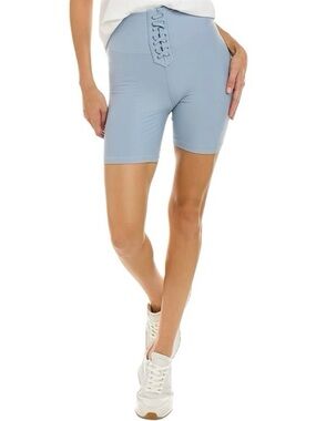 WeWoreWhat Lace Up Biker Short Solid Dusty Blue Size Small NWT